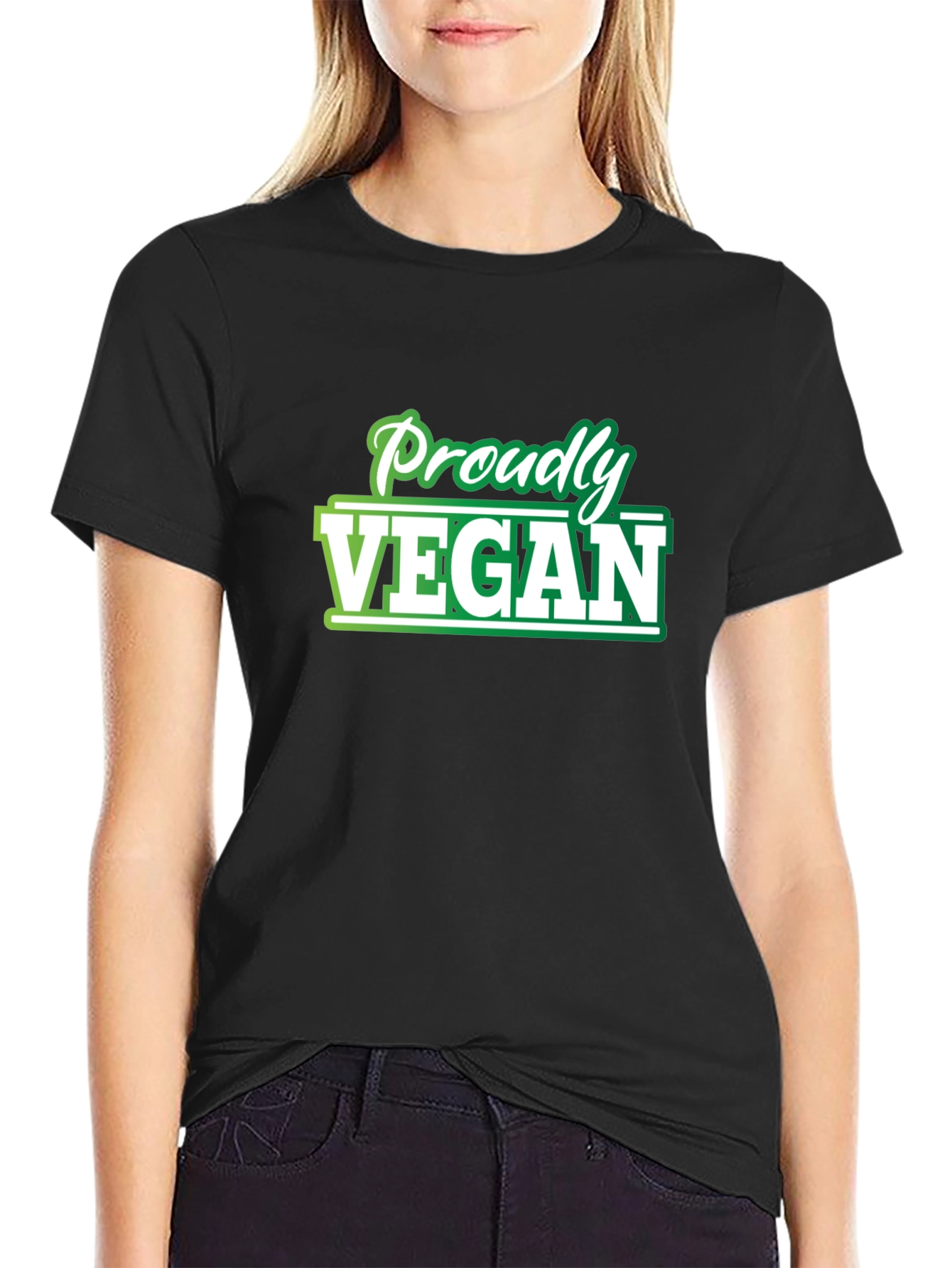 Proudly Vegan T-Shirt - Green and White Graphic Tee
