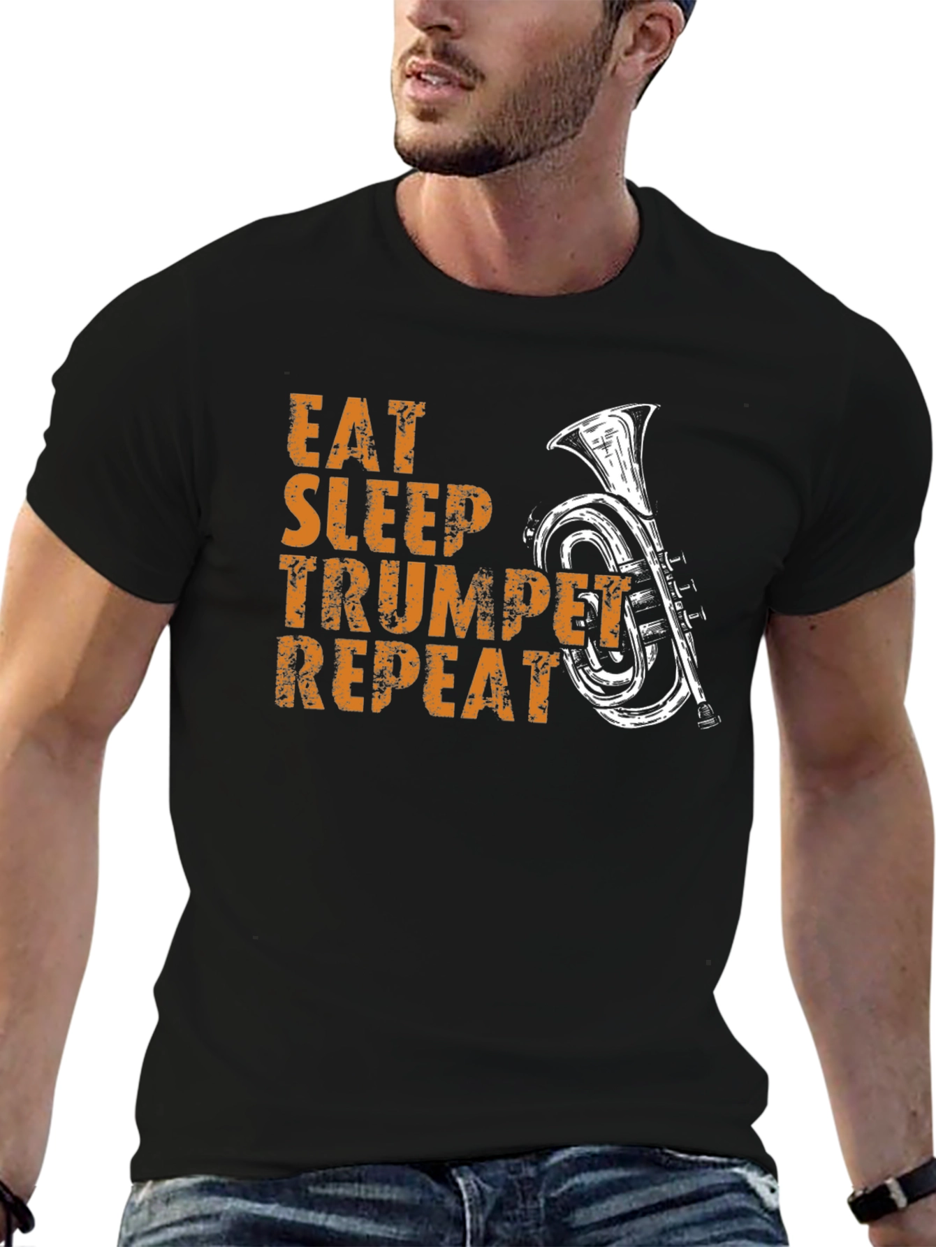 Eat Sleep Trumpet Repeat Black T-Shirt