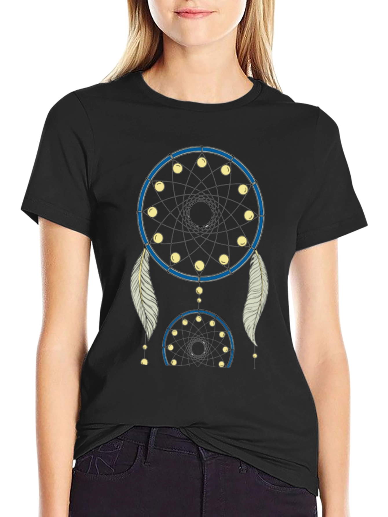 Dream Catcher Graphic Tee - Black Cotton T-Shirt
