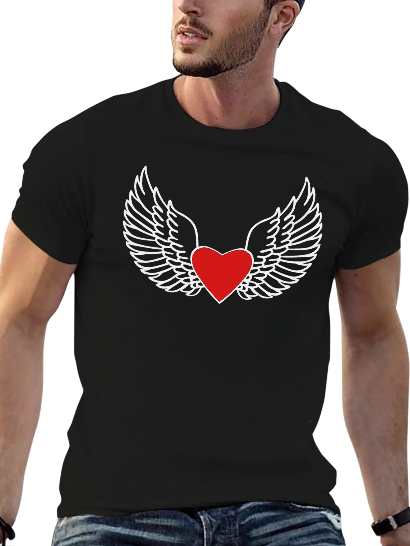 Heart with Wings Graphic Tee - Black