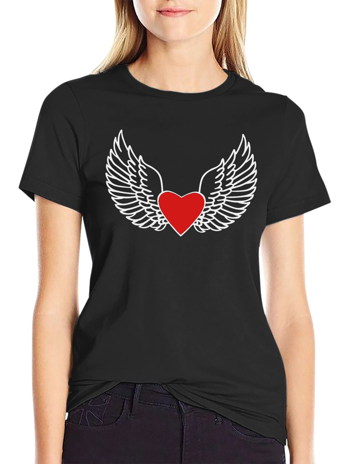 Heart with Wings Graphic Tee - Black
