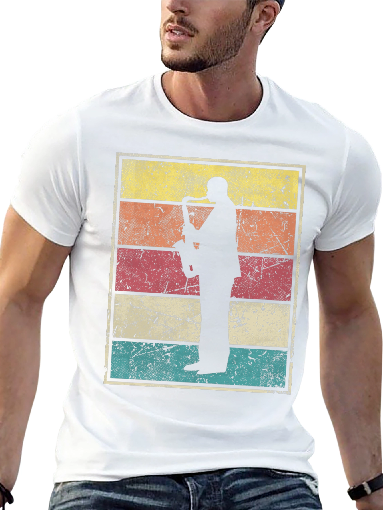 Retro Saxophone Player Graphic Tee