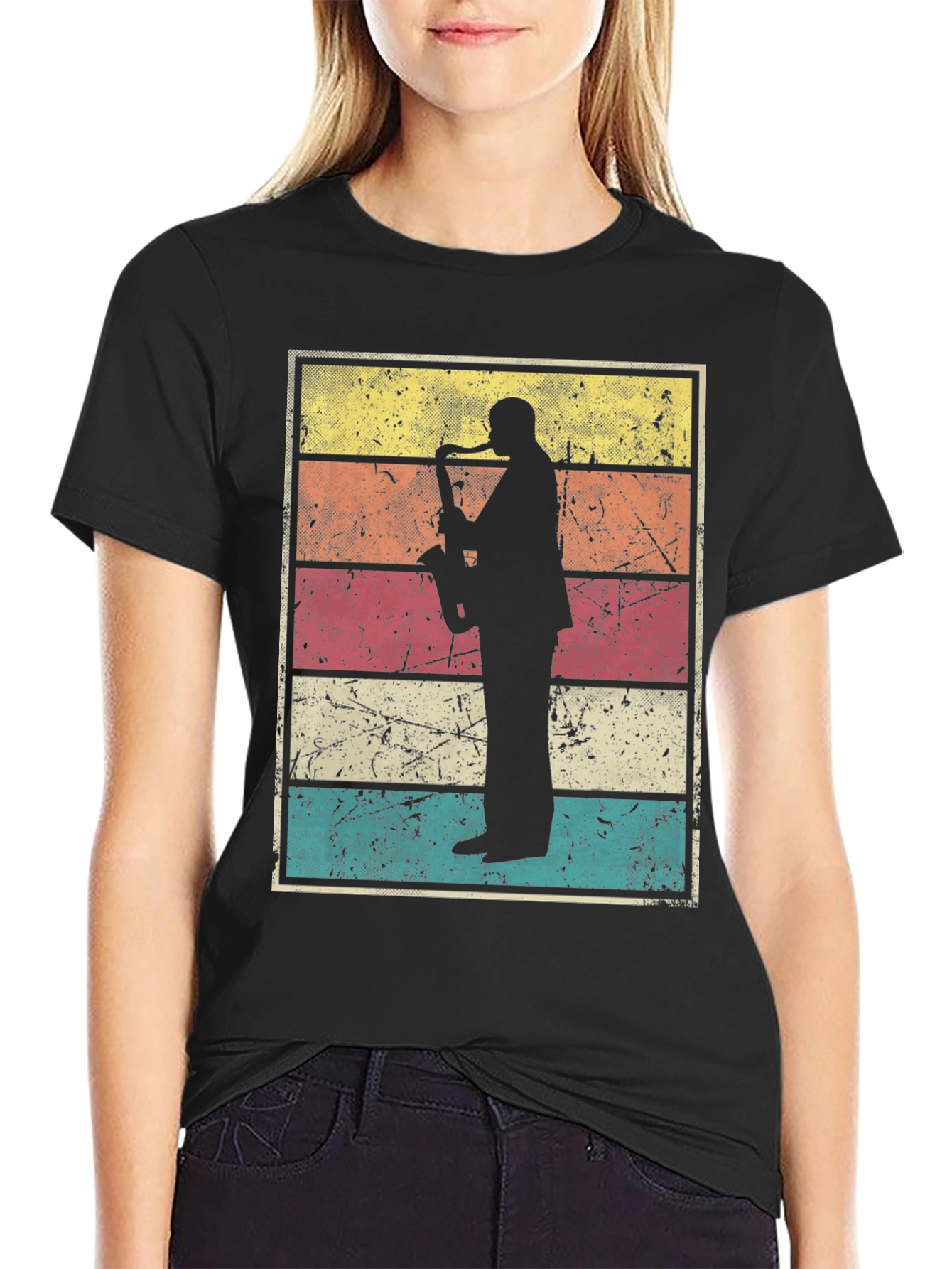 Retro Saxophone Player Graphic Tee