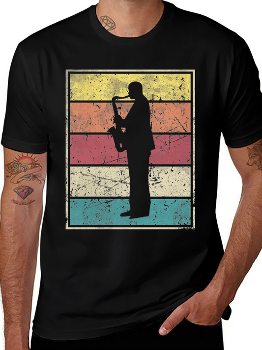 Retro Saxophone Player Graphic Tee