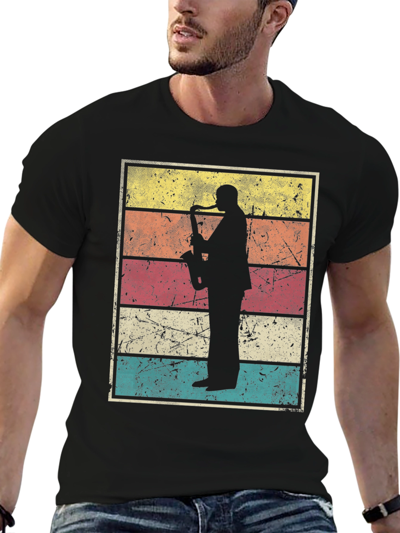 Retro Saxophone Player Graphic Tee