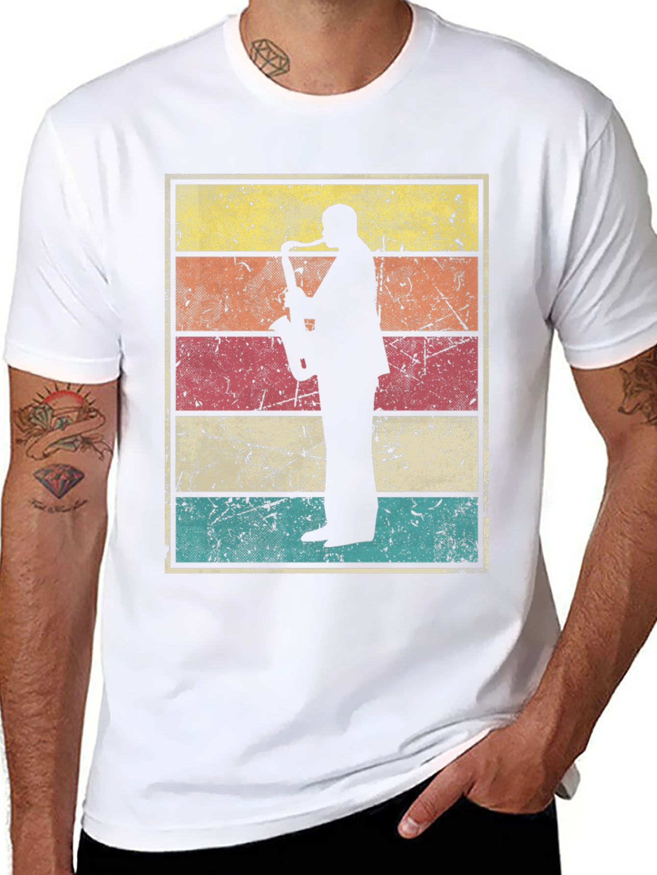 Retro Saxophone Player Graphic Tee