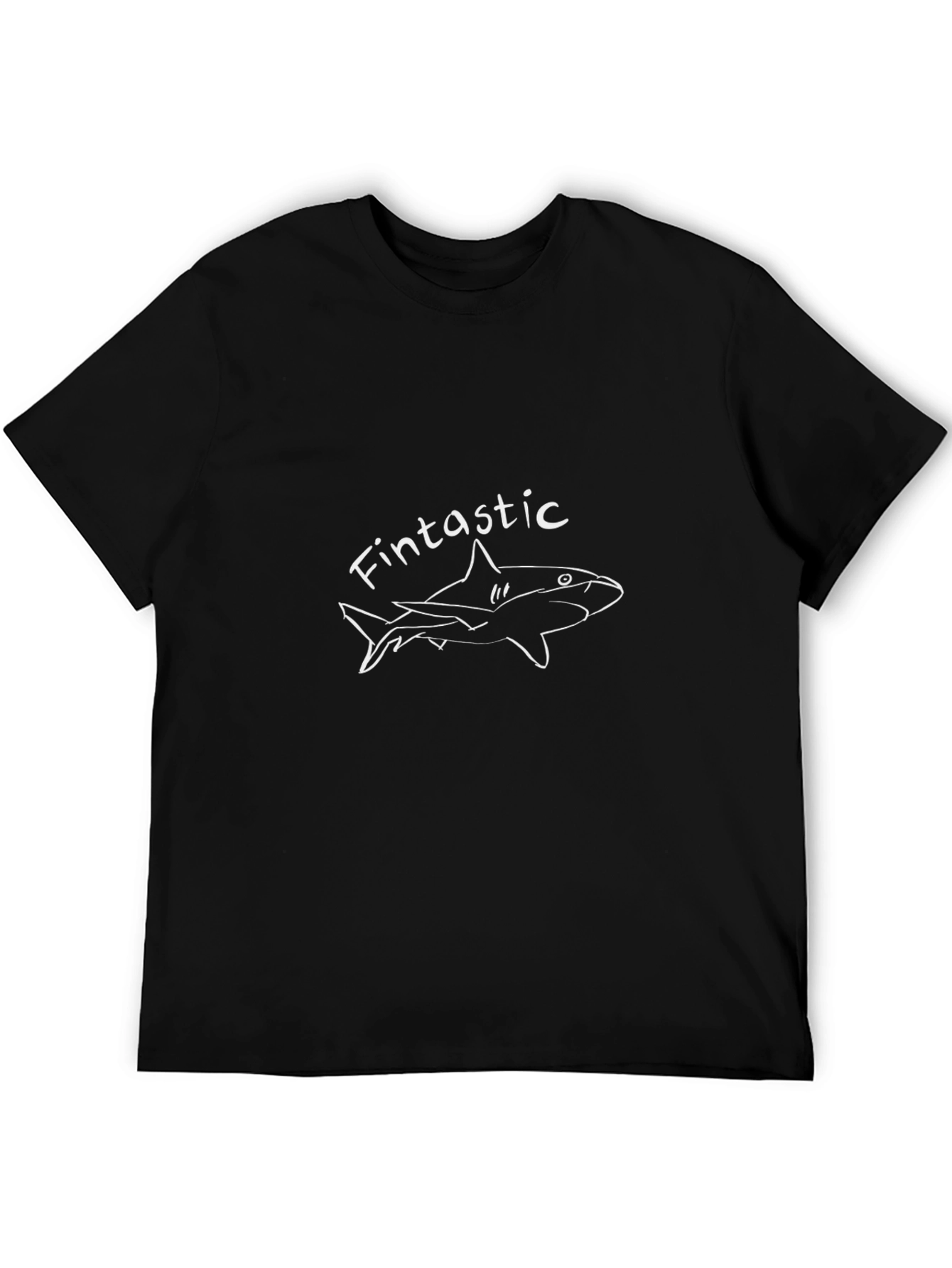 Fintastic Shark Graphic Tee - Black Cotton T-Shirt
