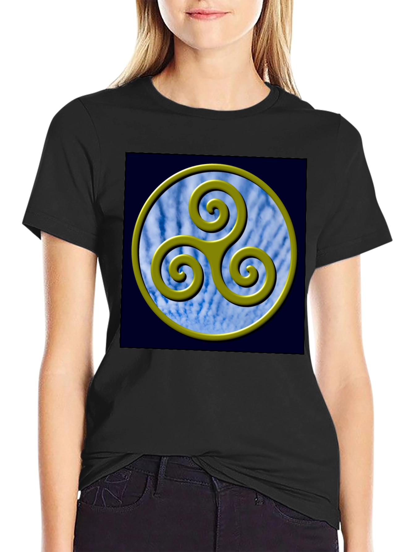 Triskelion Circle Graphic Tee - Celtic Symbol Shirt