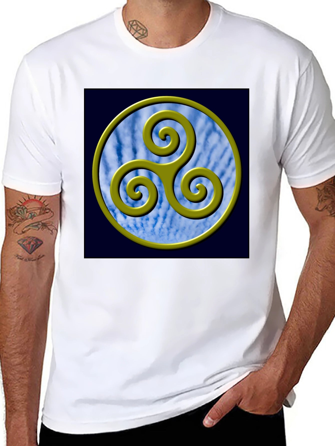 Triskelion Circle Graphic Tee - Celtic Symbol Shirt