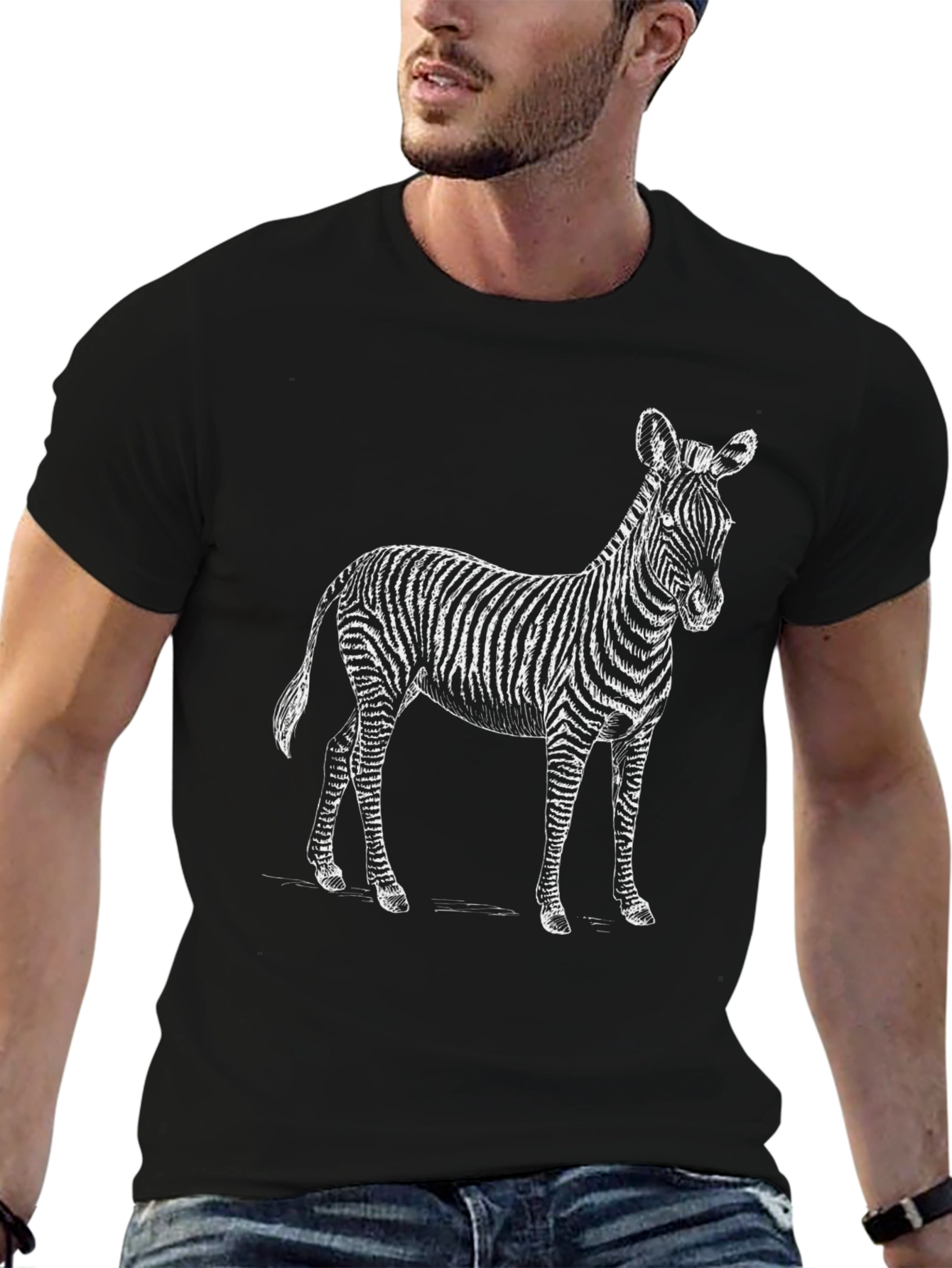Zebra Graphic Tee - Black Cotton Blend