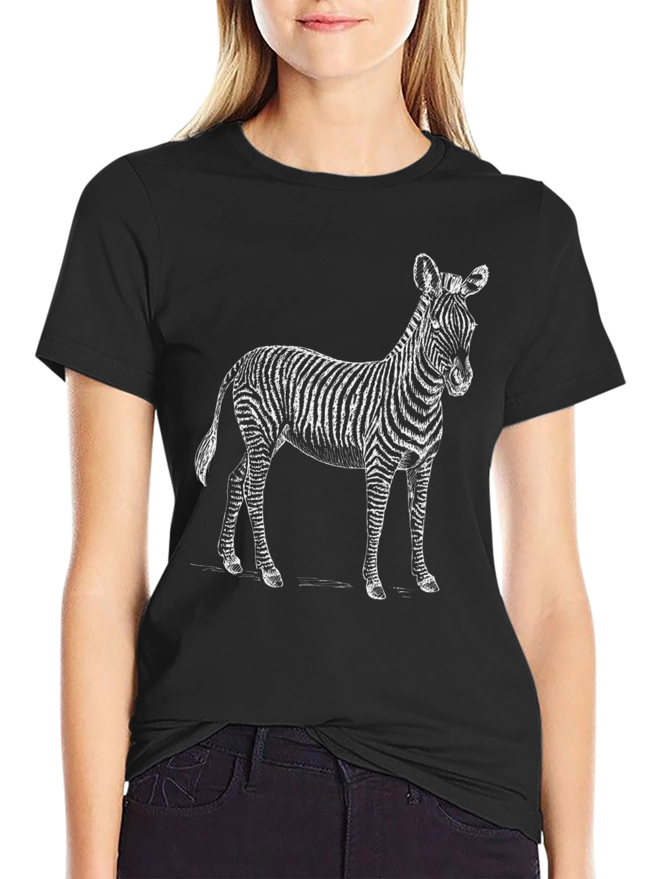Zebra Graphic Tee - Black Cotton Blend