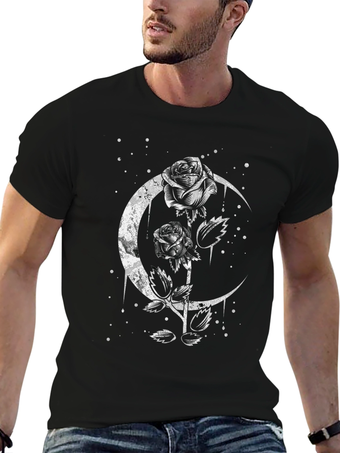 Gothic Rose & Moon Graphic Tee
