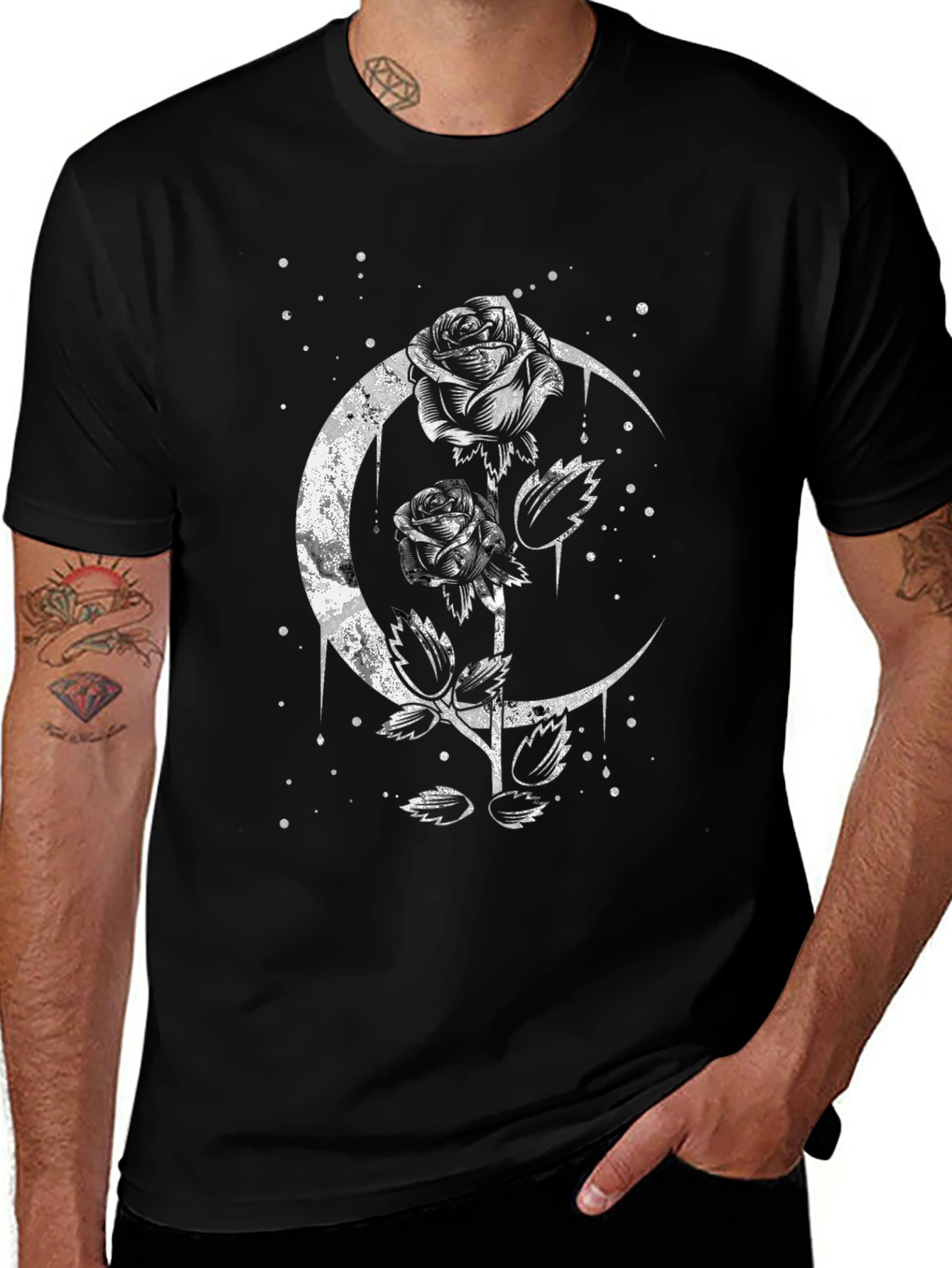 Gothic Rose & Moon Graphic Tee