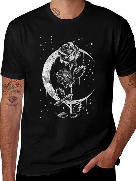 Gothic Rose & Moon Graphic Tee