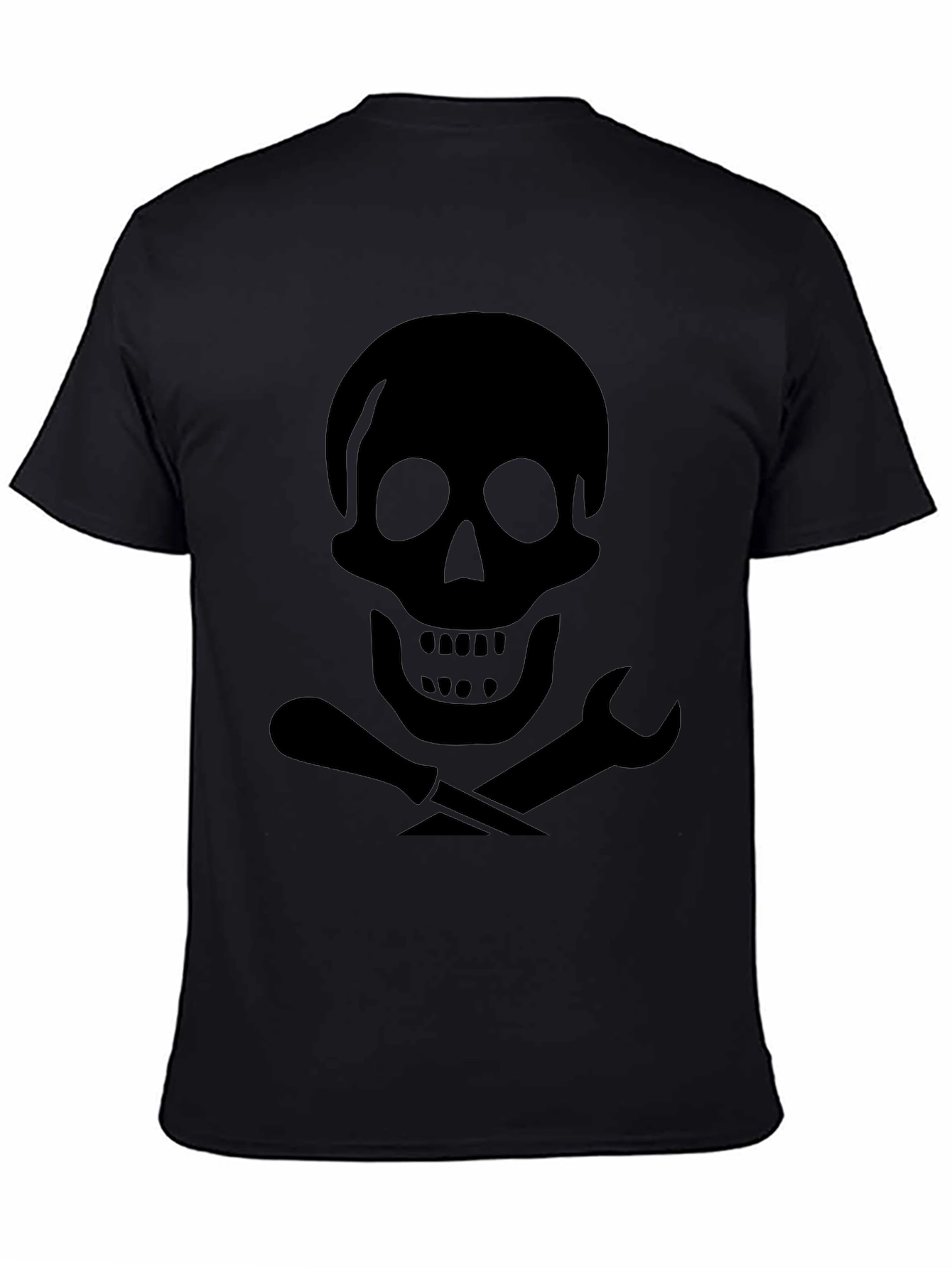 Skull & Tools Graphic Print Black T-Shirt