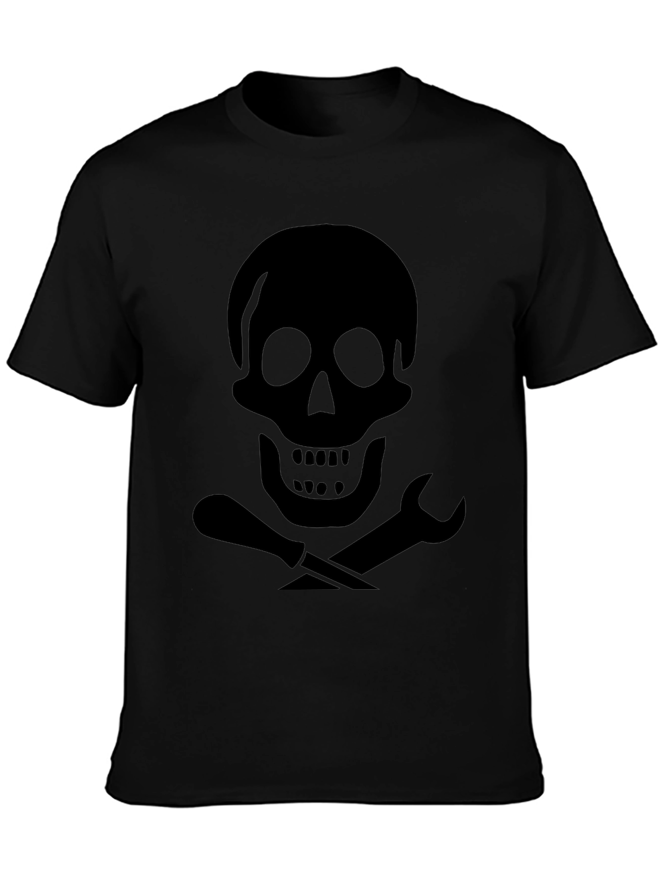 Skull & Tools Graphic Print Black T-Shirt