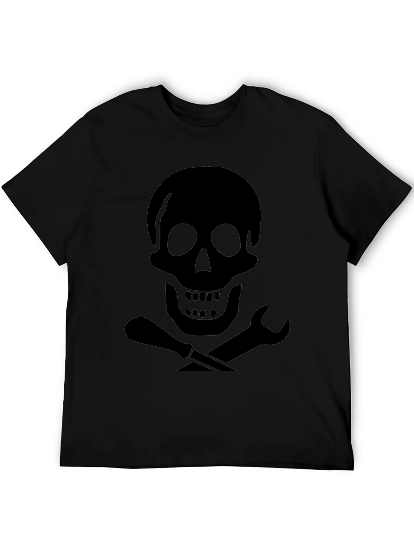 Skull & Tools Graphic Print Black T-Shirt