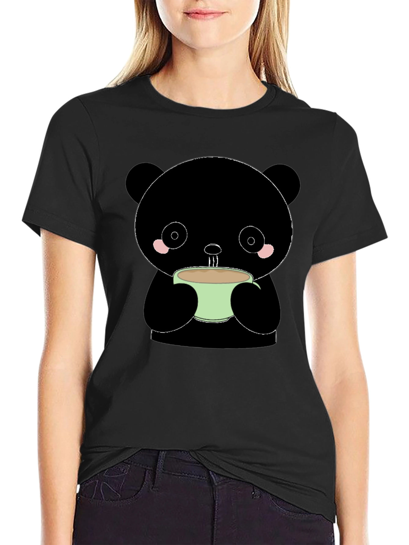 Cute Panda Bear Drinking Coffee T-Shirt