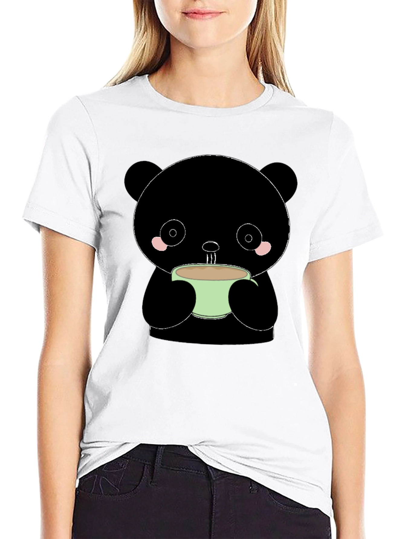 Cute Panda Bear Drinking Coffee T-Shirt