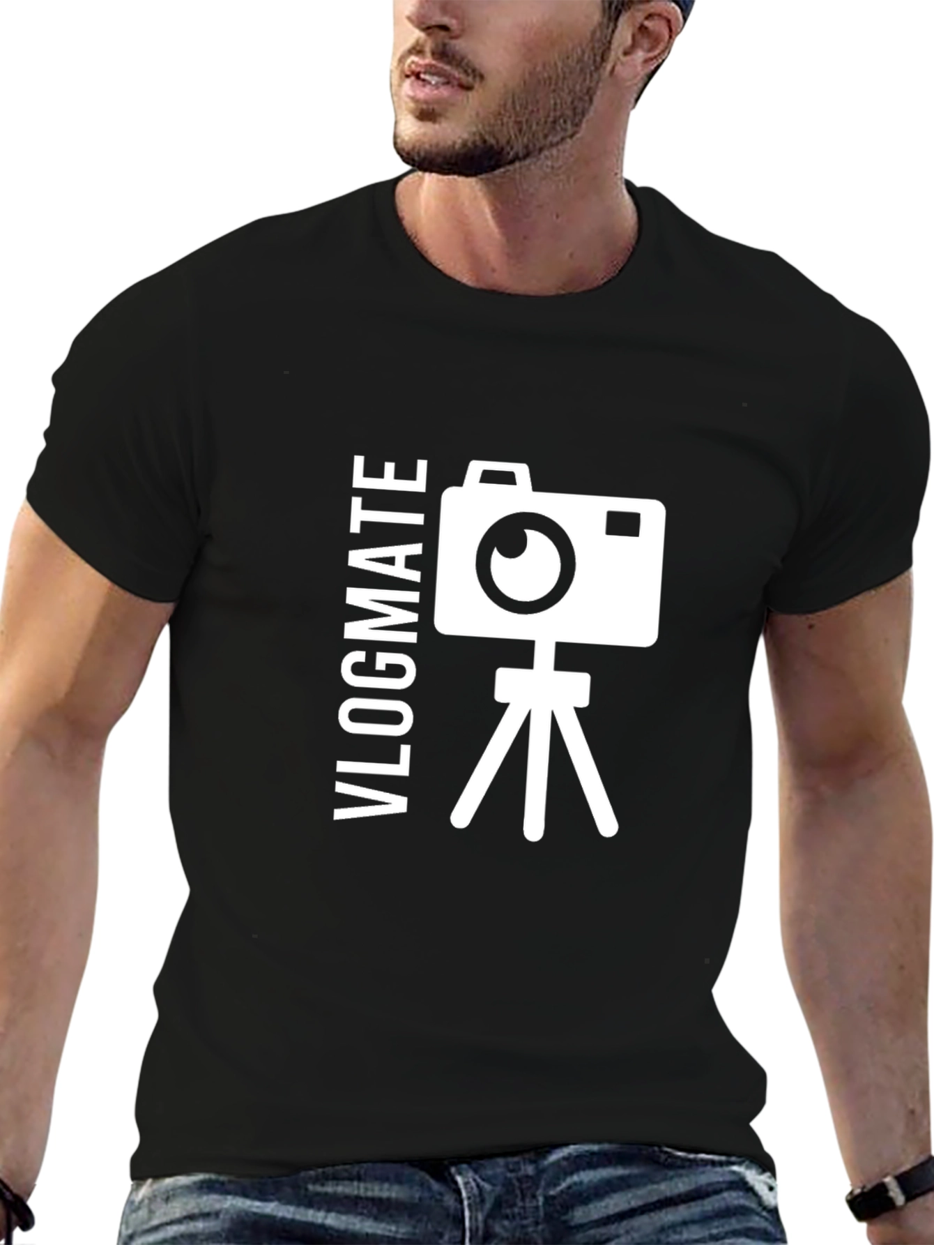Vlogmate Graphic Tee - Black T-Shirt Camera Design