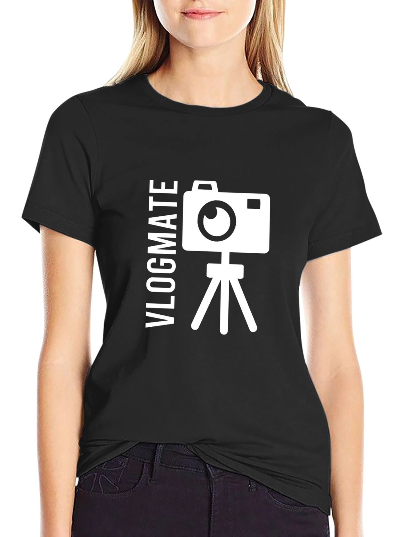 Vlogmate Graphic Tee - Black T-Shirt Camera Design