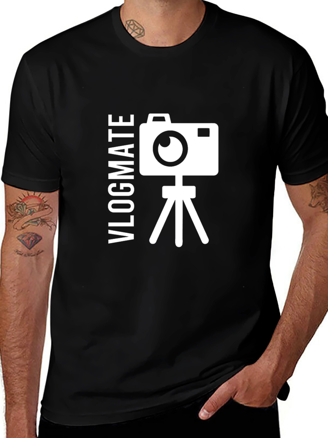 Vlogmate Graphic Tee - Black T-Shirt Camera Design
