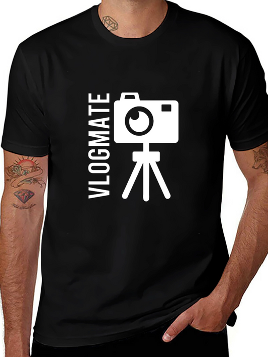 Vlogmate Graphic Tee - Black T-Shirt Camera Design