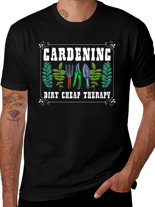 Gardening Therapy Black T-Shirt
