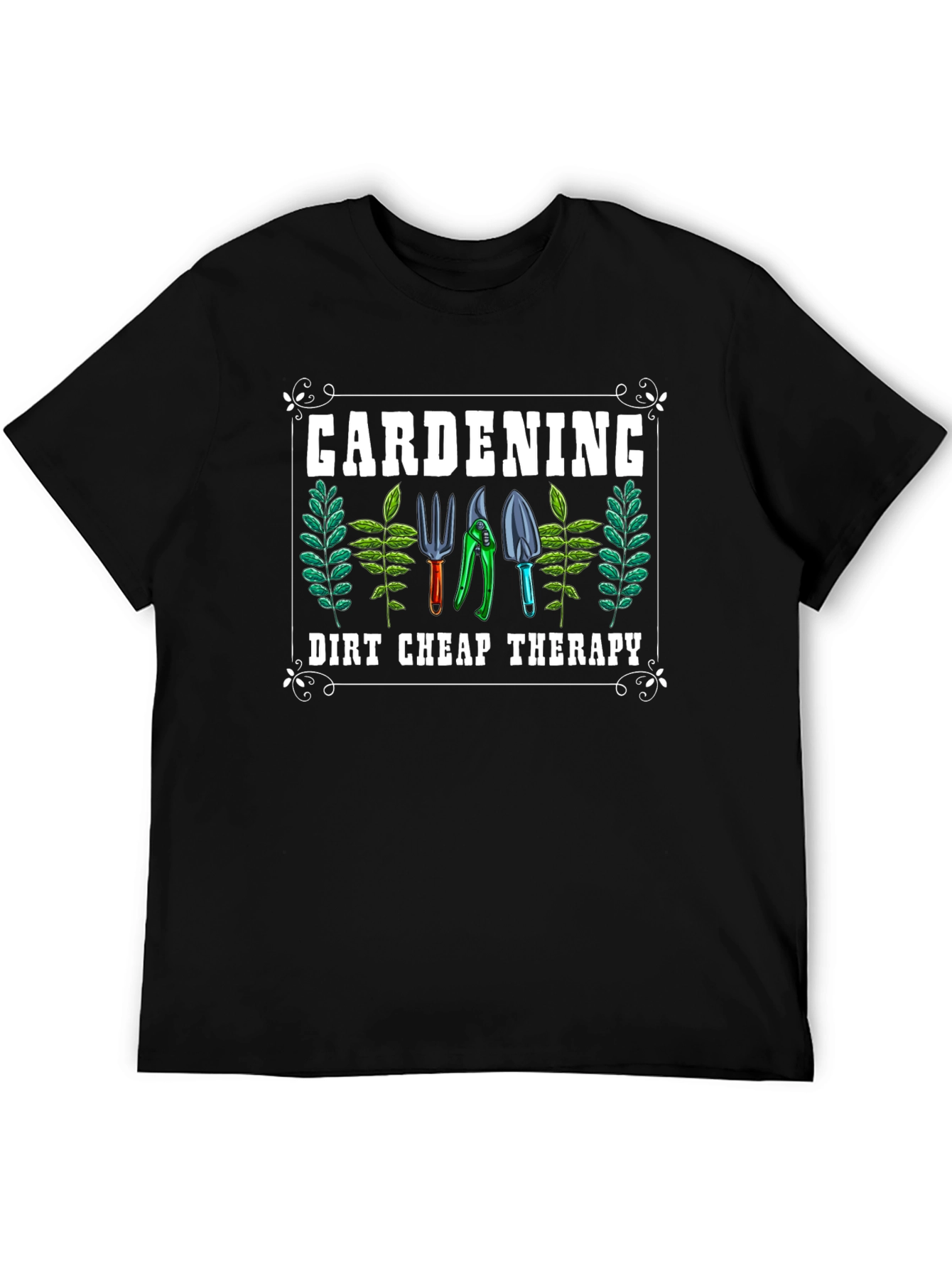 Gardening Therapy Black T-Shirt