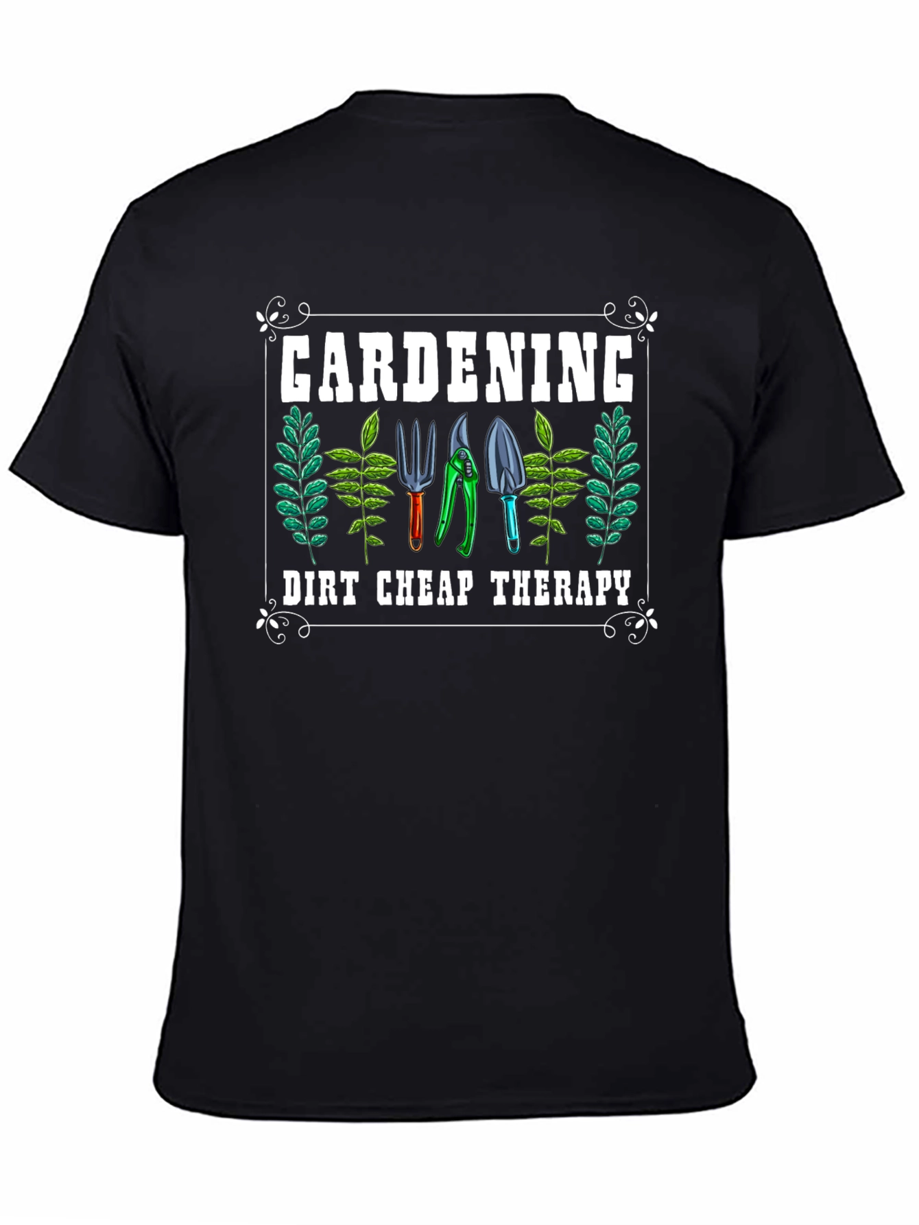 Gardening Therapy Black T-Shirt