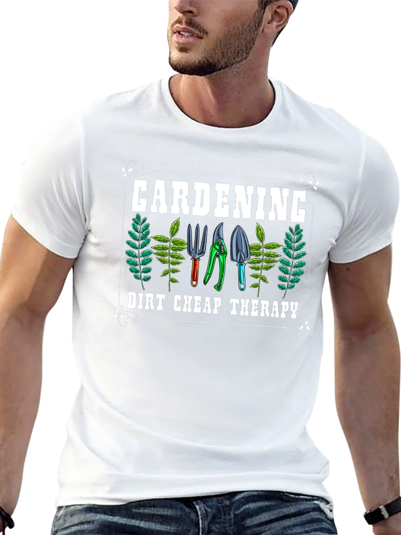 Gardening Therapy Black T-Shirt
