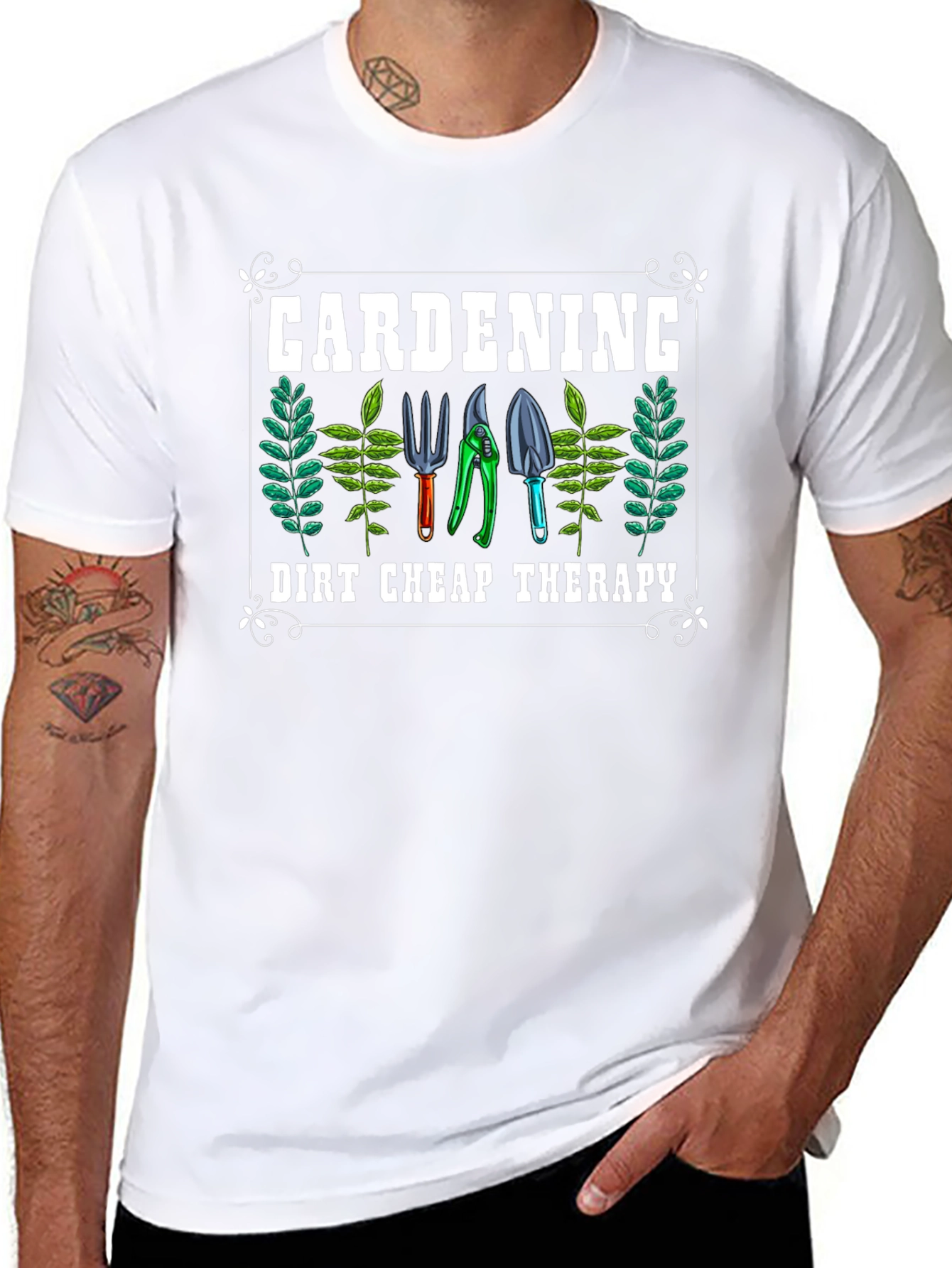 Gardening Therapy Black T-Shirt