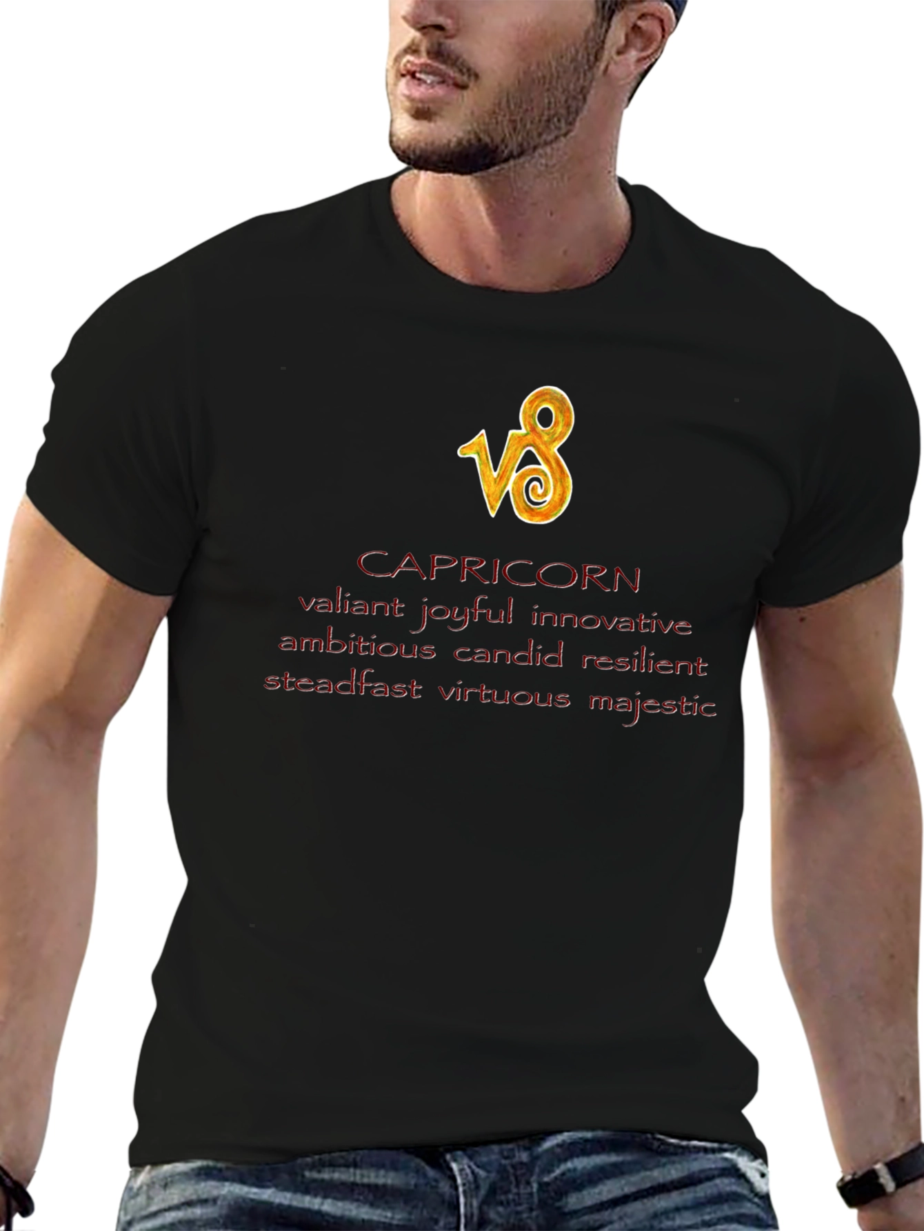 Capricorn Zodiac Black T-Shirt