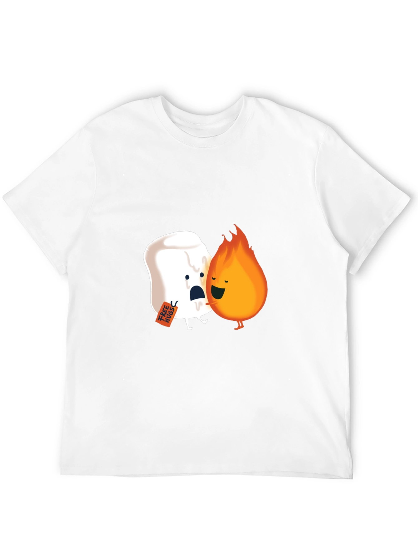 Funny Marshmallow Fire Hug Black T-Shirt