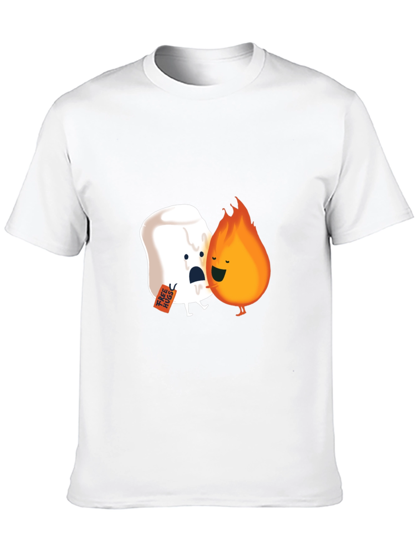 Funny Marshmallow Fire Hug Black T-Shirt