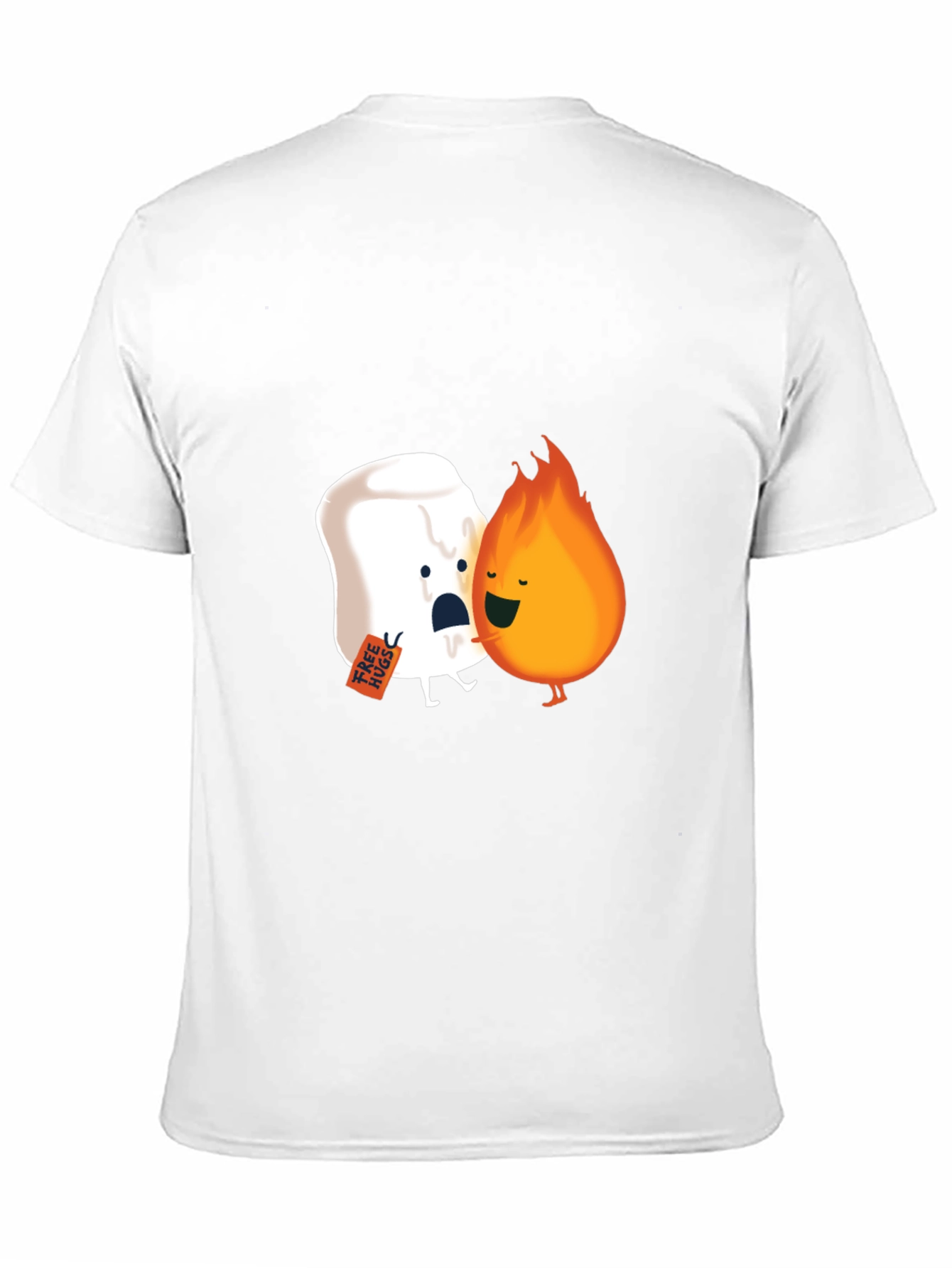 Funny Marshmallow Fire Hug Black T-Shirt