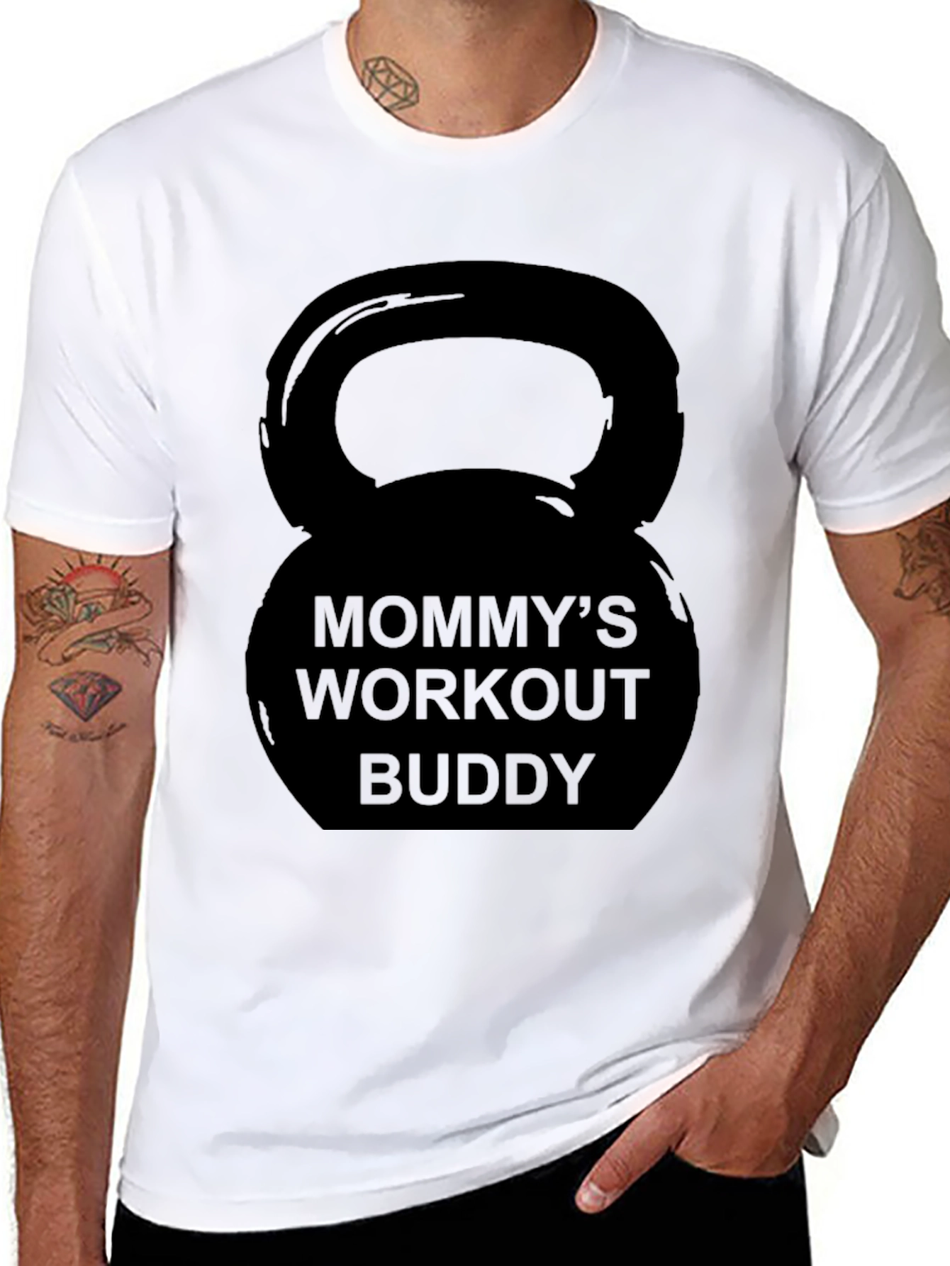 Mommys Workout Buddy Kettlebell Black T-Shirt