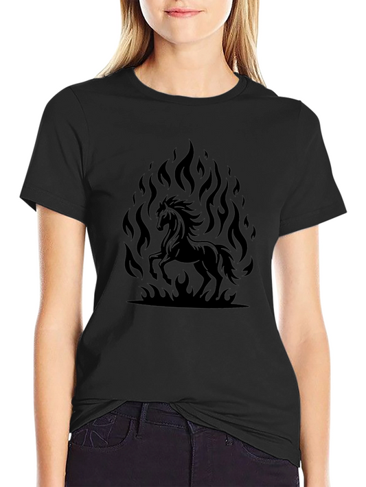 Fiery Horse Graphic T-Shirt - Black
