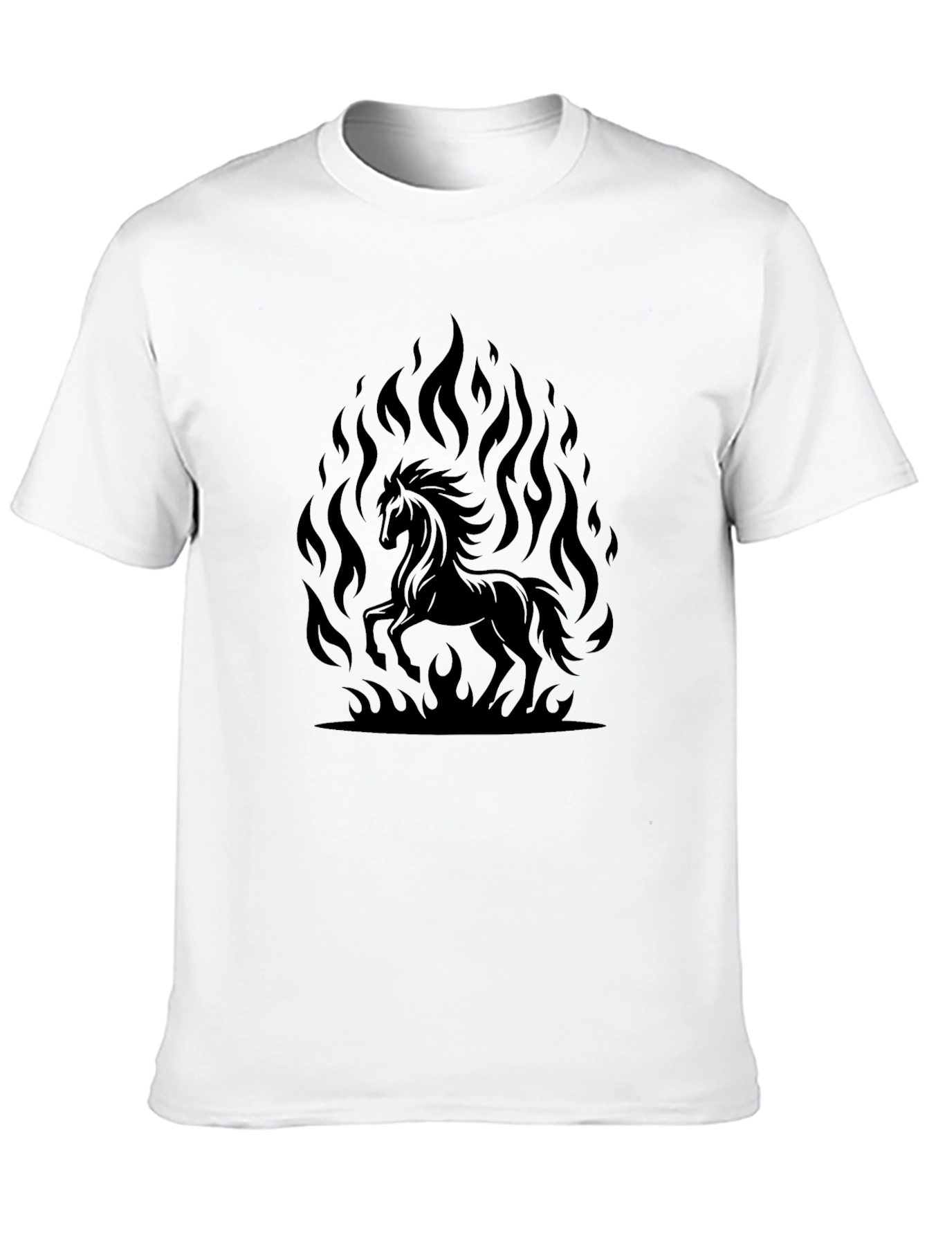 Fiery Horse Graphic T-Shirt - Black