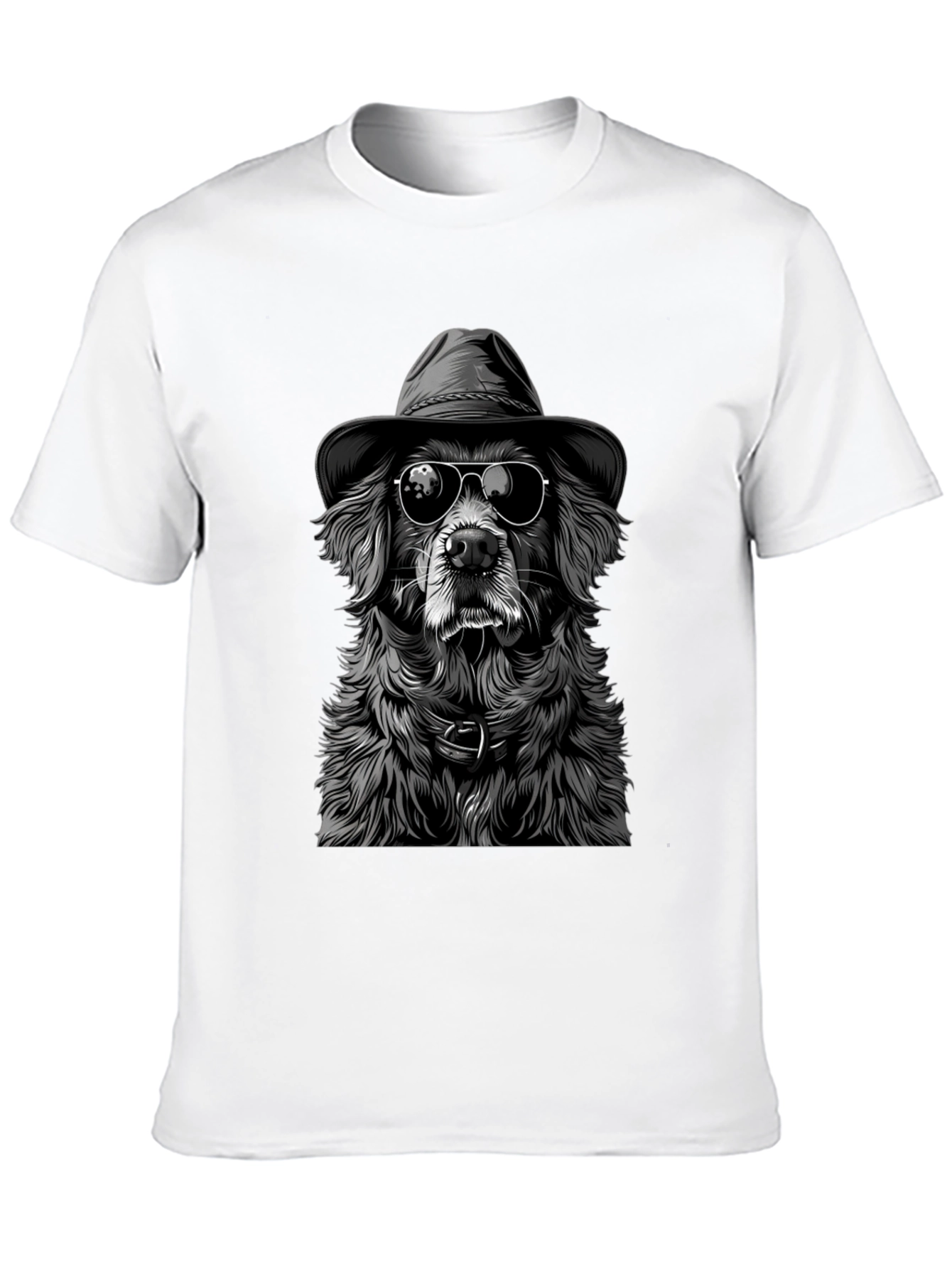 Cool Dog T-Shirt: Dog Wearing Hat and Shades