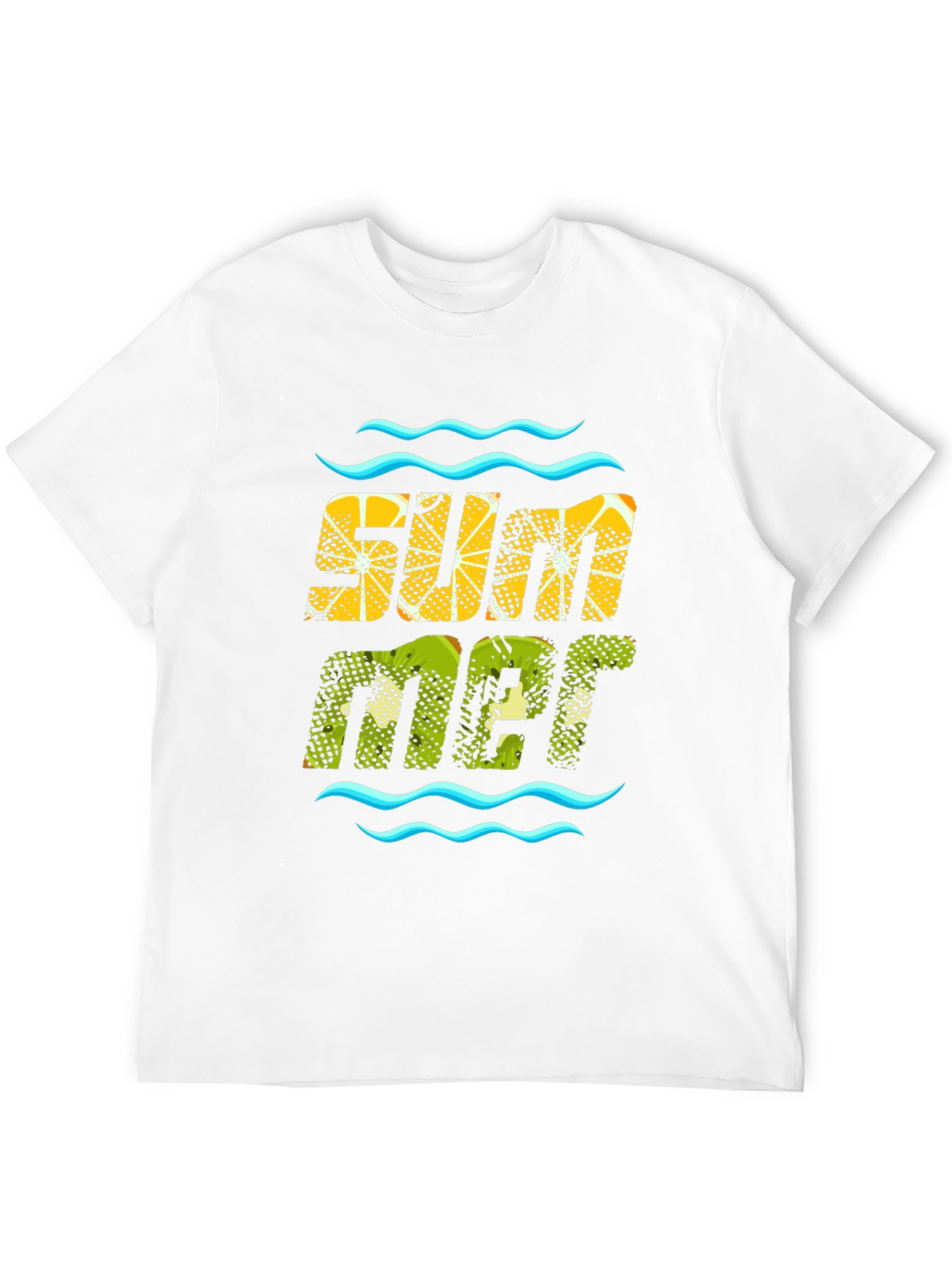 Summer Fruit Print Black T-Shirt