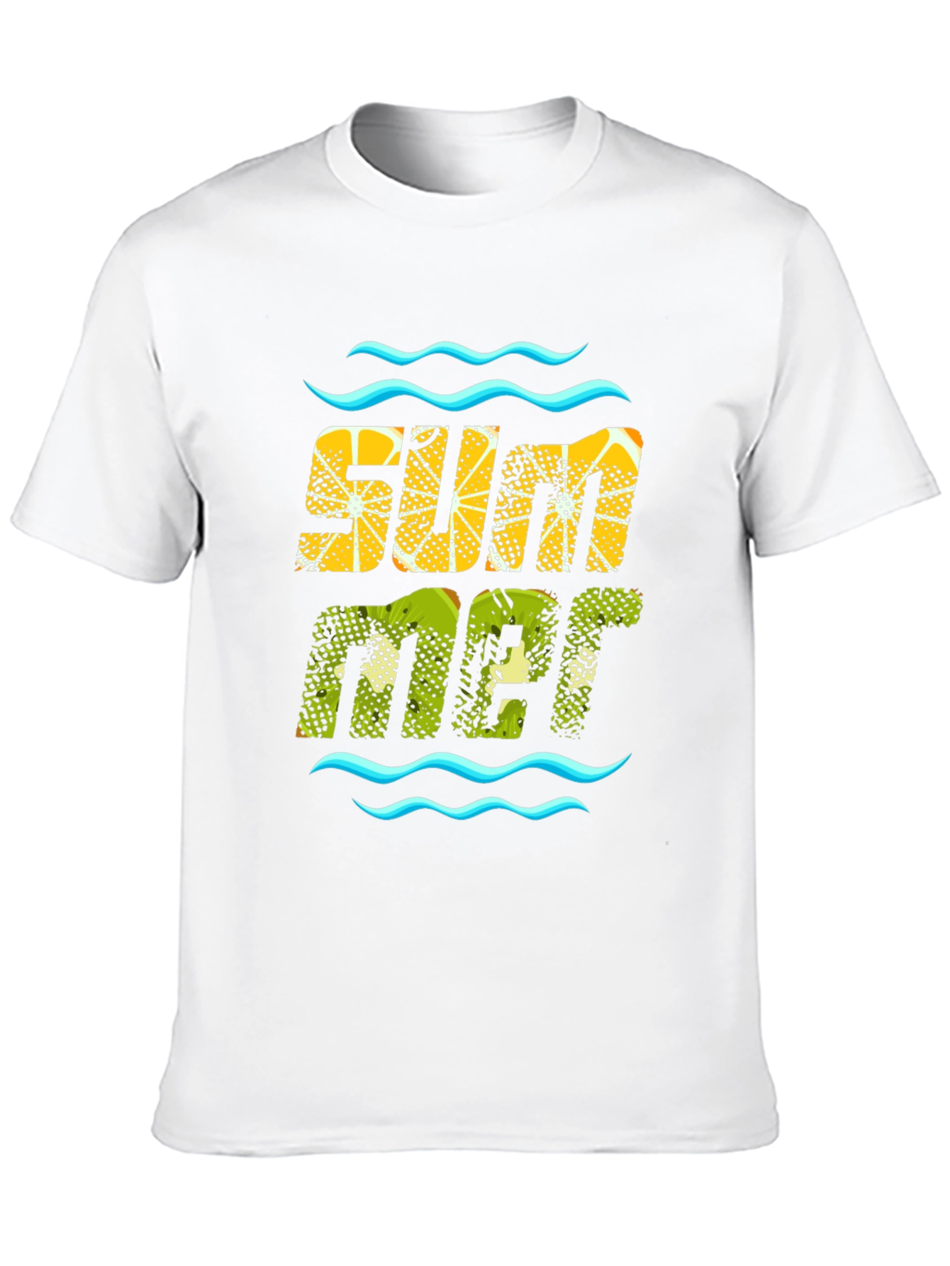 Summer Fruit Print Black T-Shirt