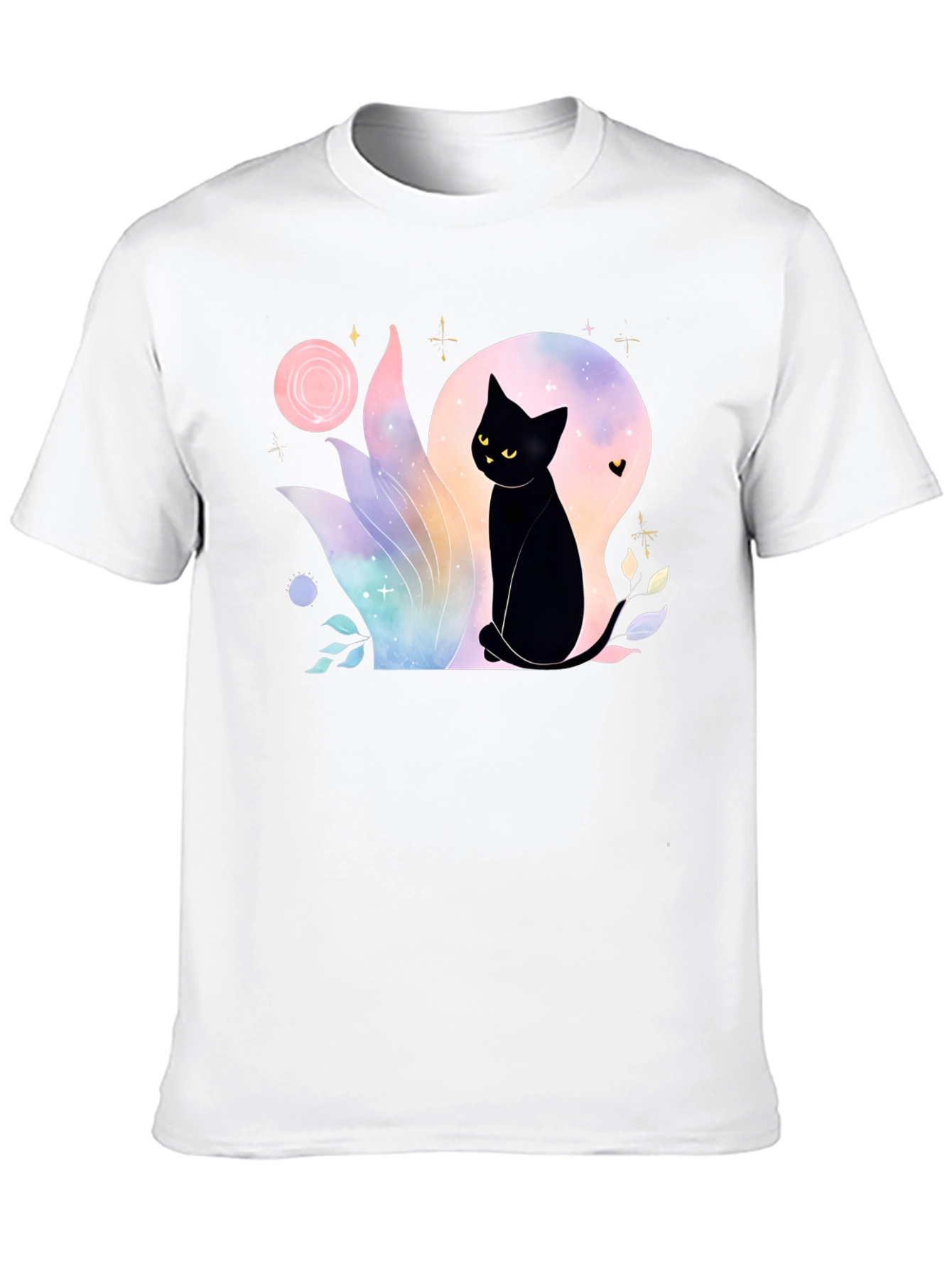 Mystical Black Cat Graphic T-Shirt