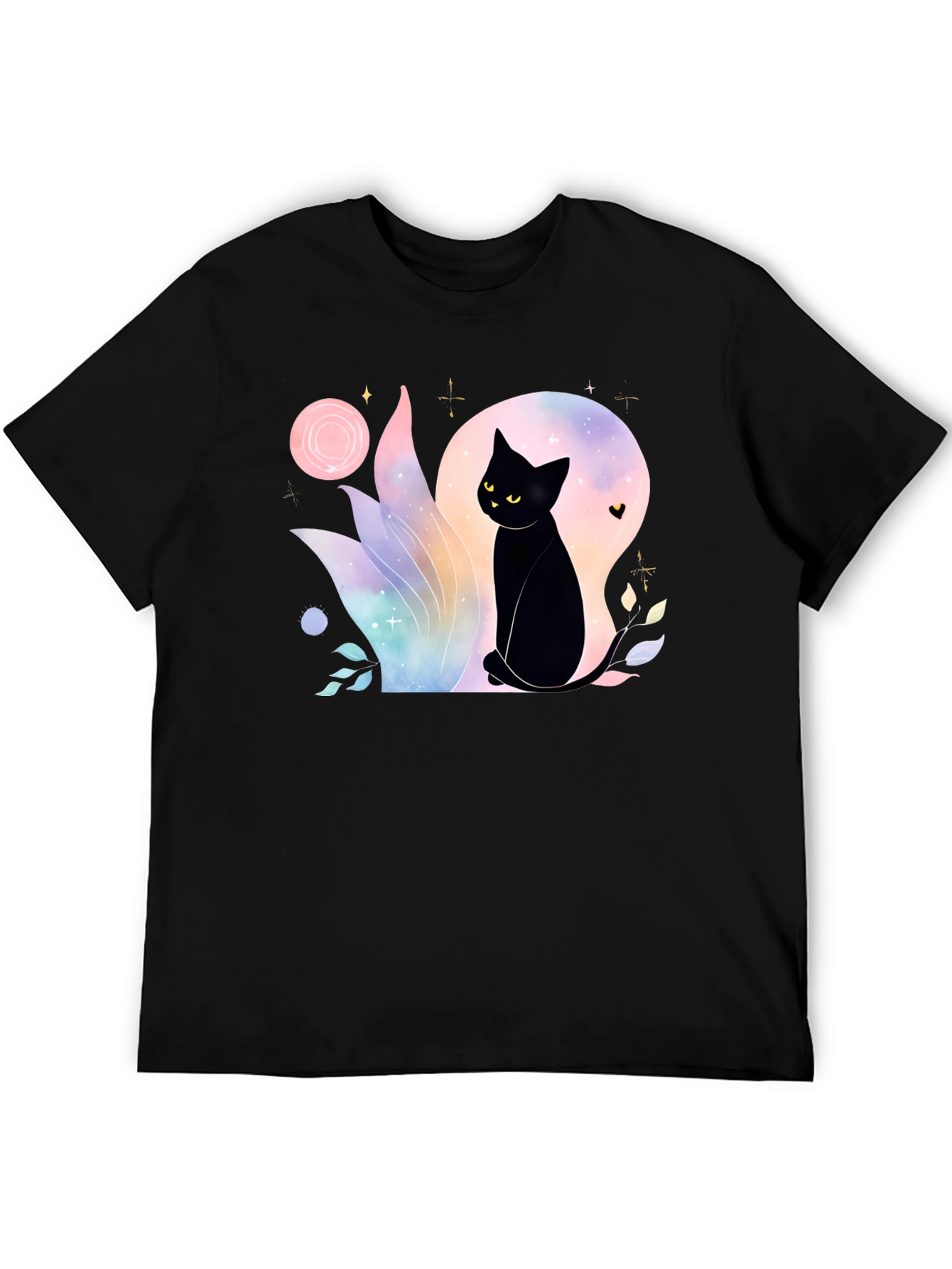 Mystical Black Cat Graphic T-Shirt