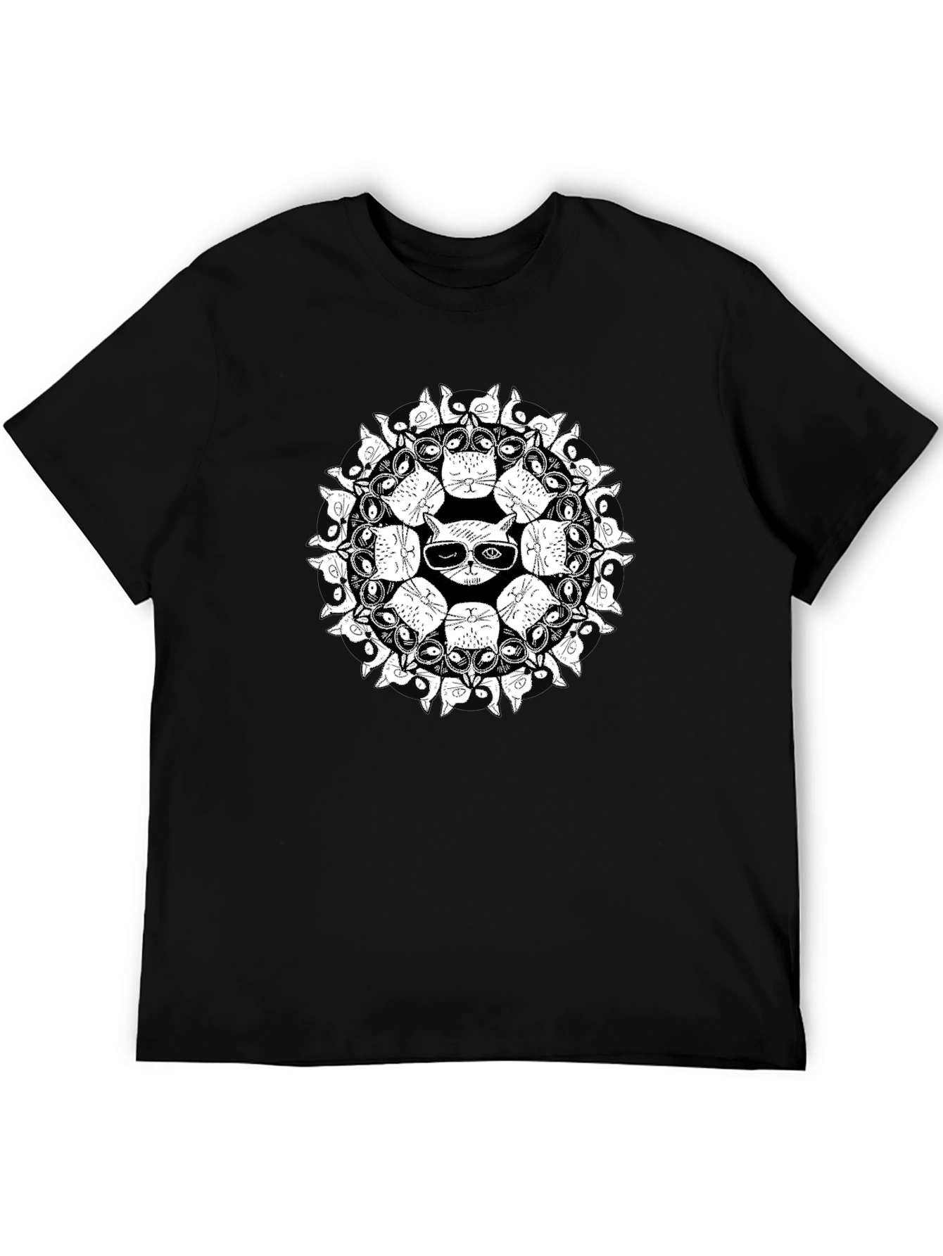 Cool Cat Mandala Graphic T-Shirt