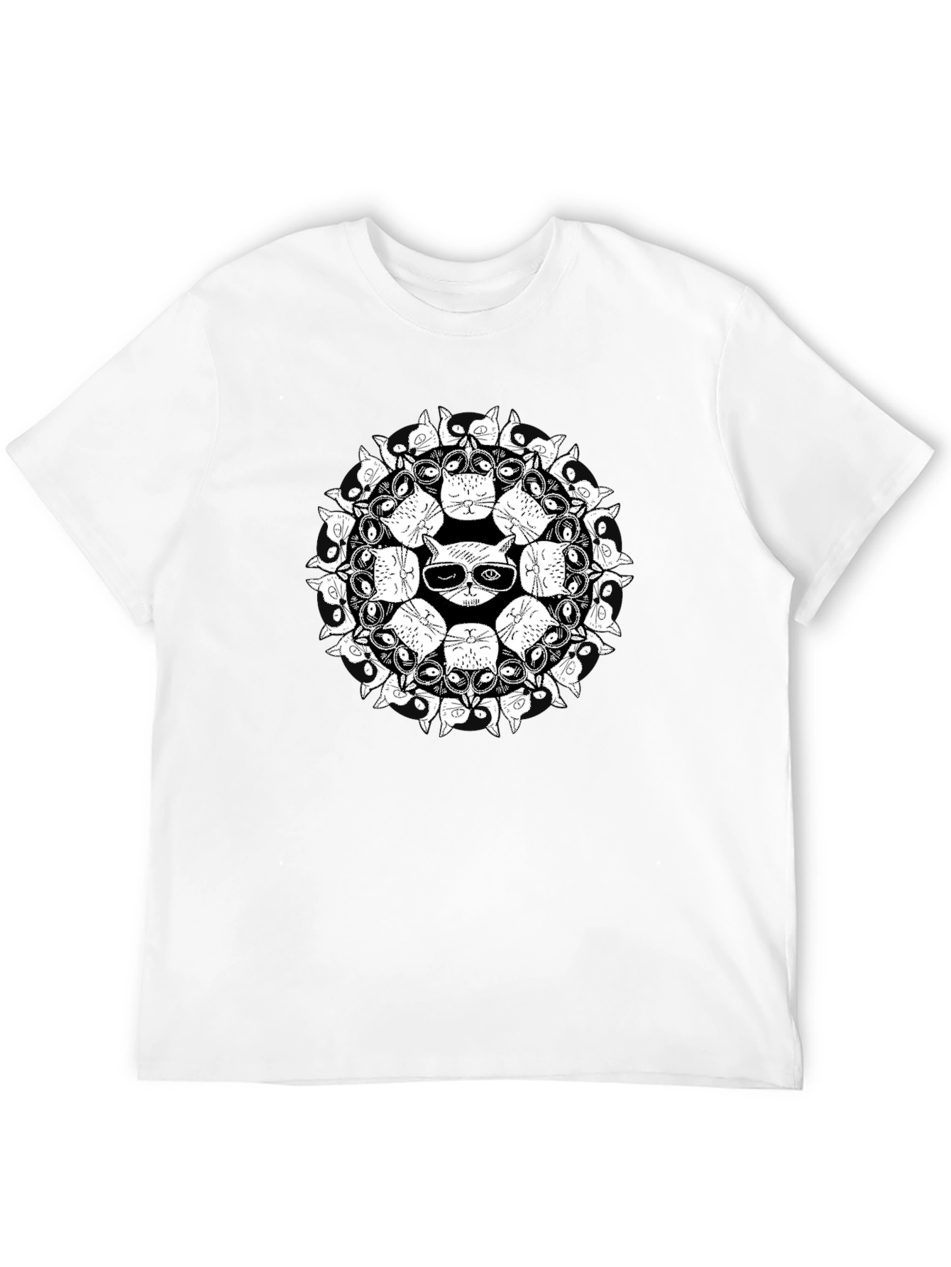 Cool Cat Mandala Graphic T-Shirt