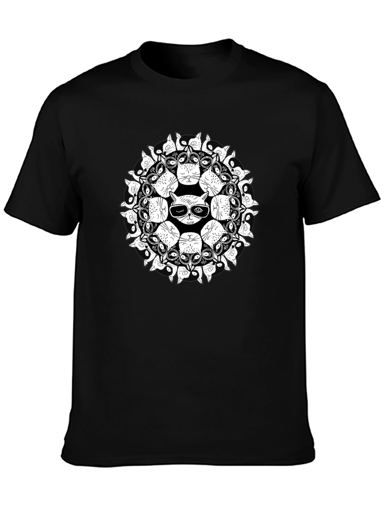 Cool Cat Mandala Graphic T-Shirt