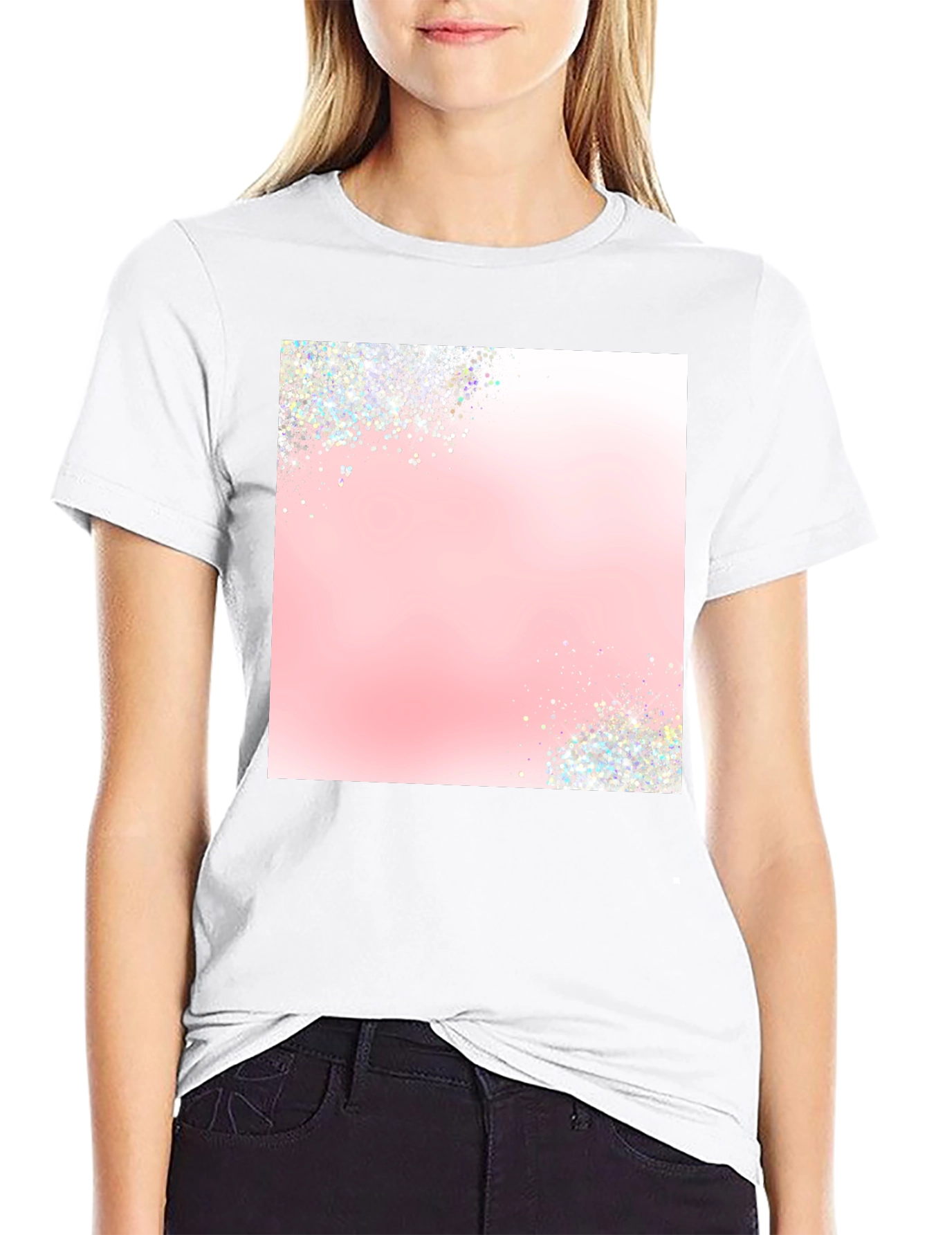 Trendy Black T-Shirt with Sparkle Design