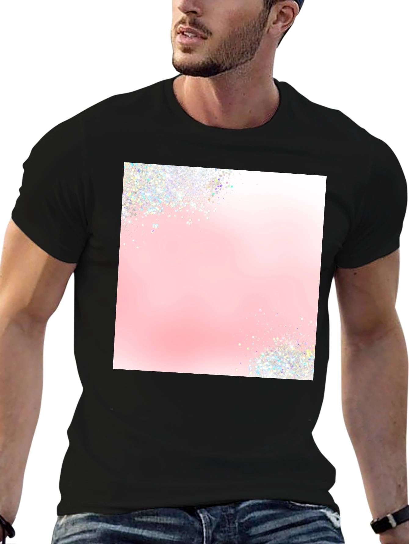 Trendy Black T-Shirt with Sparkle Design