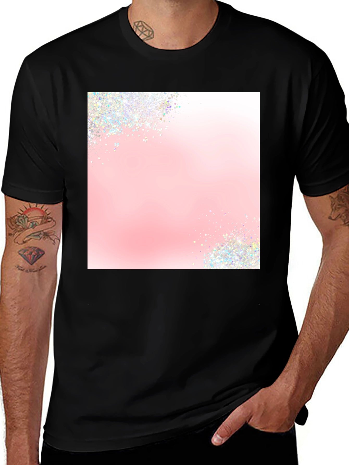Trendy Black T-Shirt with Sparkle Design